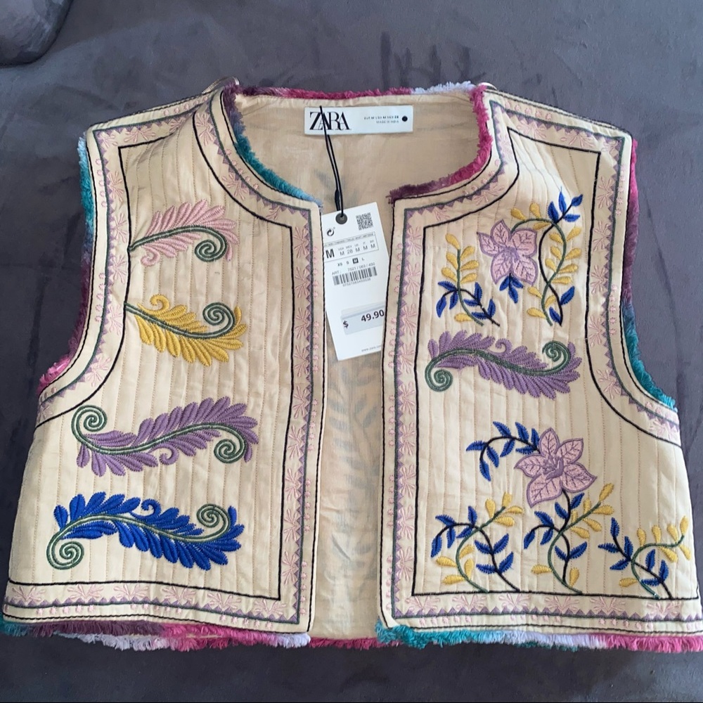 Zara Embroidered Cotton Vest